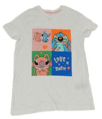 Bílé tričko se Stitchem a Angelou Disney