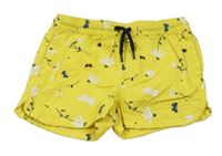 Žlté kvetované plátenné kraťasy Lupilu