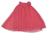 Ružové bodkovaná é tylové šaty s 3D květem Kiki&Koko