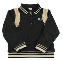 Čierno-béžová mikina s logom a golierikom River Island