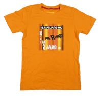Oranžové tričko s potlačou a nápismi Kilimanjaro