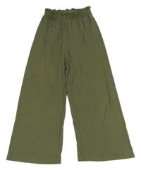 Khaki rebrované culottes nohavice H&M