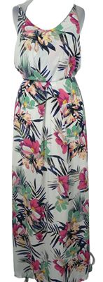Dámske bielo-farebné kvetované dlhé šaty H&M