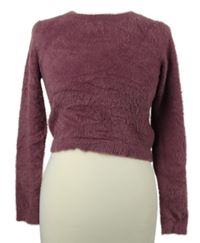 Dámský vínový crop chlupatý svetr Pull&Bear 