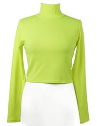 Dámske limetkové rebrované crop tričko so stojačikom H&M