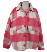 Dámská růžovo-bílá kostkovaná flaušová košilová bunda Primark 