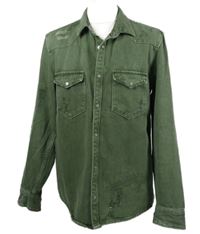 Pánská khaki riflová košile s prošoupáním Zara 