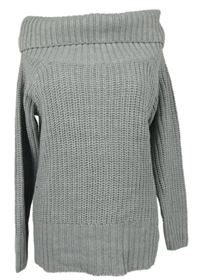 Dámský šedý svetr s komínovým límcem 