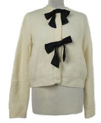 Dámský smetanový propínací crop svetr s mašlemi H&M