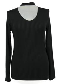 Dámské černé žebrované triko se chokerem Only 