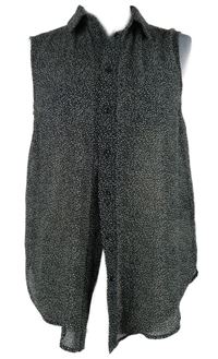 Dámska čierno-biela bodkovaná šifónová blúzka H&M