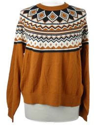 Dámský skořicovo-černý vzorovaný svetr Up2Fashion 