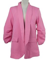 Dámský růžový sakový blejzr s řasenými rukávy