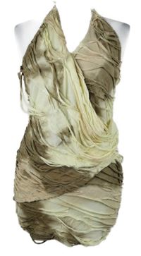 Dámske smetanovo-béžové batikované šaty s strapcemi PrettyLittle Thing