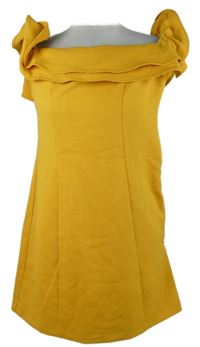 Dámské okrové minišaty s volánikmi Topshop