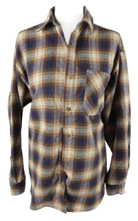 Dámksá fialovo-skořicová kostkovaná flanelová oversize halenka Pull & Bear