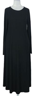 Dámske čierne rebrované midi tehotenské é šaty H&M