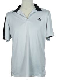 Pánske bielo-čierne športové tričko s golierikom Adidas