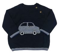 Tmavomodrý sveter s autom Nutmeg