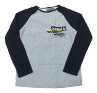 Sivo-čierne fleecové pyžamové tričko s nápisom a skateboardom Primark