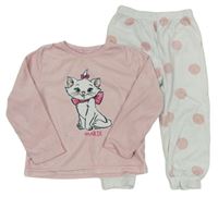 Růžovo-bílé plyšové pyžamo s kočičkou Disney