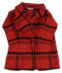 Červeno-čierny kockovaný vlnený cardigan zn. M&S