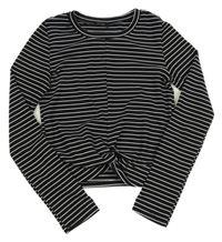 Černé pruhované crop triko Kylie