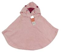 Nové - světlerůžové chlupaté pončo s kapucí- liška vel.98-110