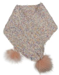 Barevná melírovaná šála s bambulkami 