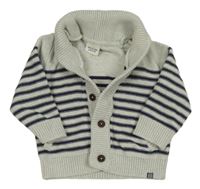 Tmavomodro-sivý pruhovaný prepínaci sveter