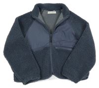 Tmavomodrá šusťákovo/huňatá bunda s čísly Zara