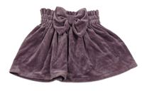 Nové - Fialová zamatová sukňa s mašlou