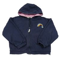 Tmavomodrá prepínaci mikina s dúhou a kapucňou TU