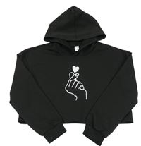 Čierna športová crop mikina s rukou a kapucňou Shein