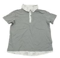 Šedo-bílé polo tričko s palmami