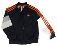 Tmavomodro-šedo-bílo-barevná propínací sportovní mikina Adidas