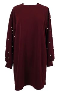 Dámské vínové šaty s perlami Shein