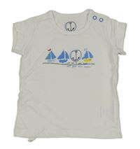 Biele bavlnené tričko s loďkami Tchibo