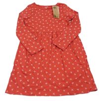 Nové - červené bavlněné šaty s mašličkami Kiabi