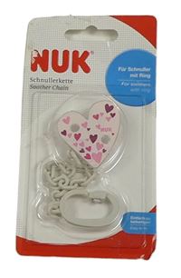 Bílý klip na dudlík se srdíčky NUK