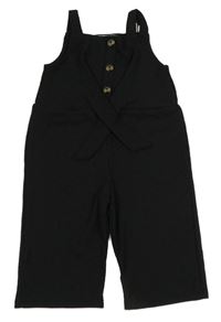 Čierny ľahký nohavicový overal s gombíkmi Primark
