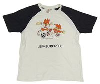 Tmavomodro-biele tričko s potiskem EURO 2008