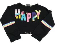 Čierna crop mikina s nápisom zn. Lc waikiki