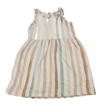 Bílo-khaki ružové pruhované šaty H&M