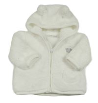 Biela chlpatá prepínaci mikina s ovcí a kapucňou Ergee