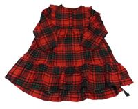 Nové - červeno-černo-zlaté kostkované šaty s volánky St. Bernard