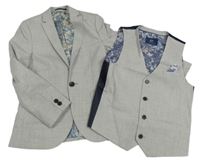 2set - Svetlosivé spoločenské sako + vesta Next