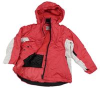 Ružovo-biela šušťáková funkčná lyžiarska bunda s kapucňou