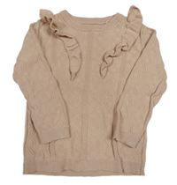 Svetloružový sveter s volánikmi Tu