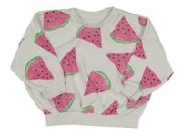 Biela oversize mikina s melónmi Matalan